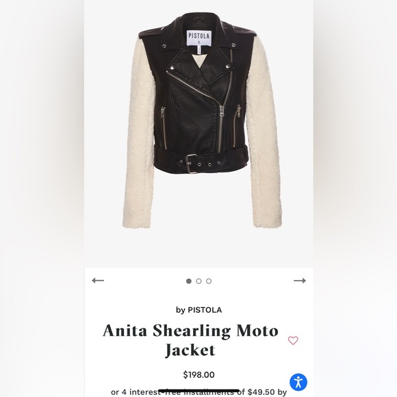 Pistola Anita Faux Shearling moto jacket medium black white - Picture 9 of 12
